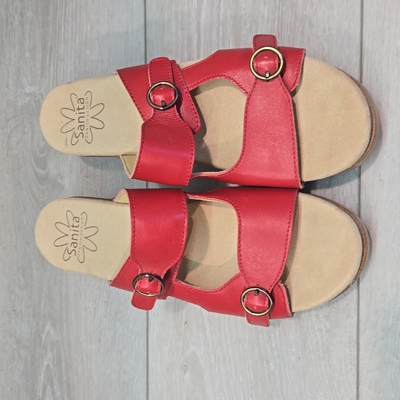 Sanita By Dansko Red Leather Women's Mules Mary Jane Shoes Sz 40/8.5-9 - Picture 3 of 12